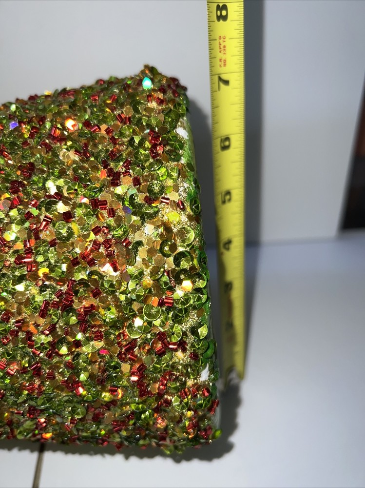 2 Sequins & Beads Holiday Cone Topiary Multi Colored & Christmas Green 32” Each