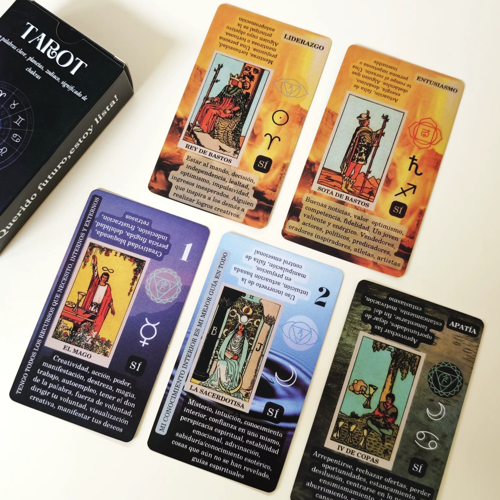 Leaning Tarot Deck Spanish Version | 78 Cards Oracle Divination Board Game