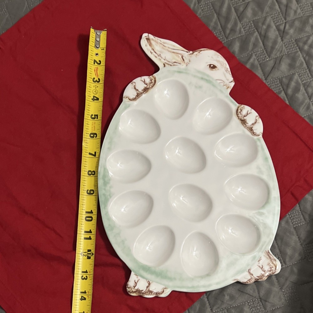 Bunny Egg Shaped Easter Serving Tray Glossy Melamine