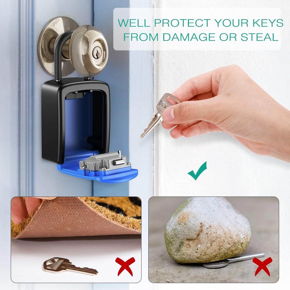 Key Lock Box, 4 Digit Combination Key Storage Lock Box, Key Safe Box with Rem...