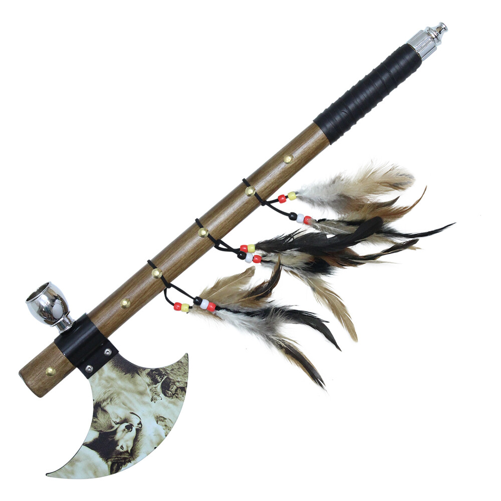 New 19" Chief Native American Tomahawk Hatchet Replica Axe Functional Peace Pipe