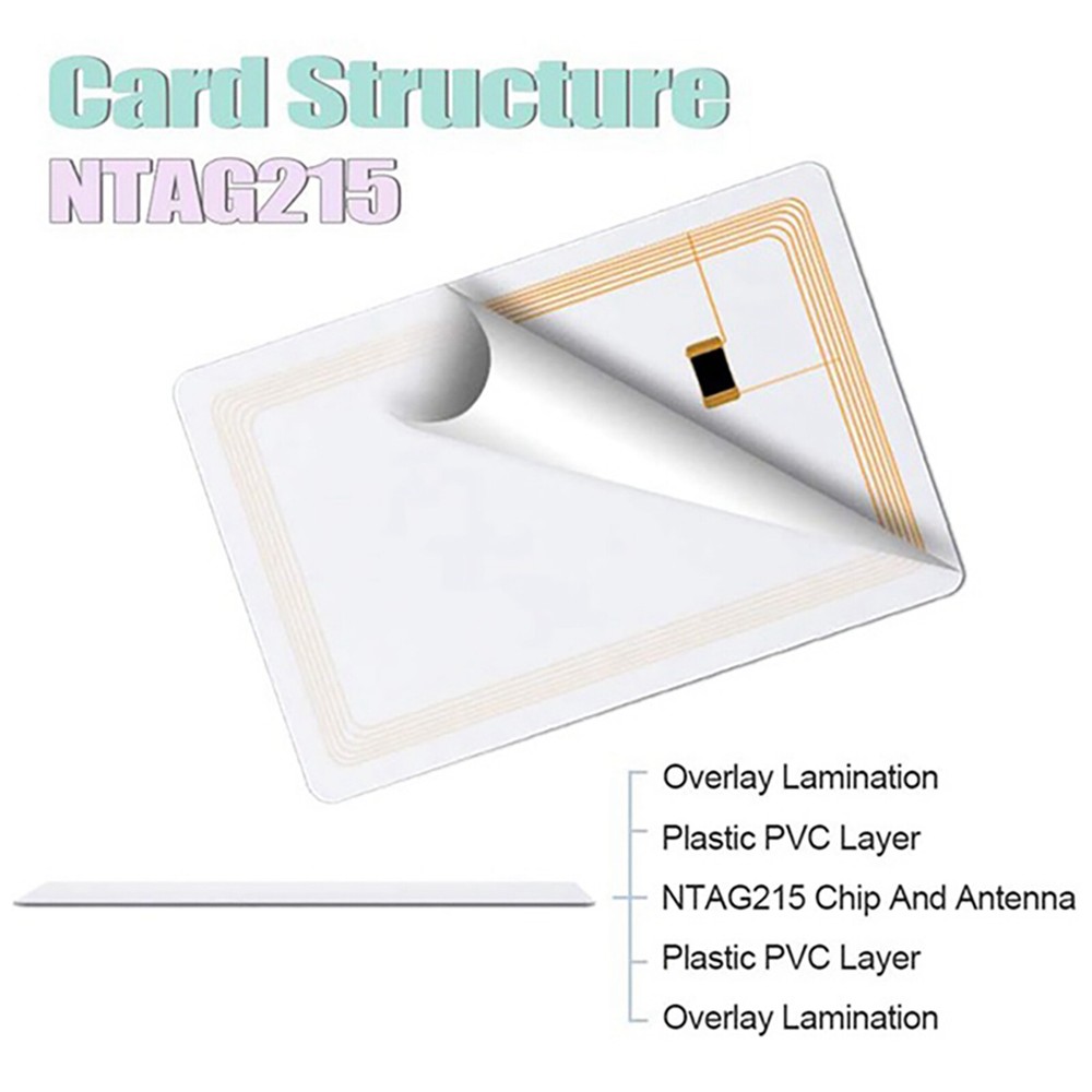 100x NFC Cards NTAG 215 Rewritable Blank Tags with 504 Bytes Memory Programmable