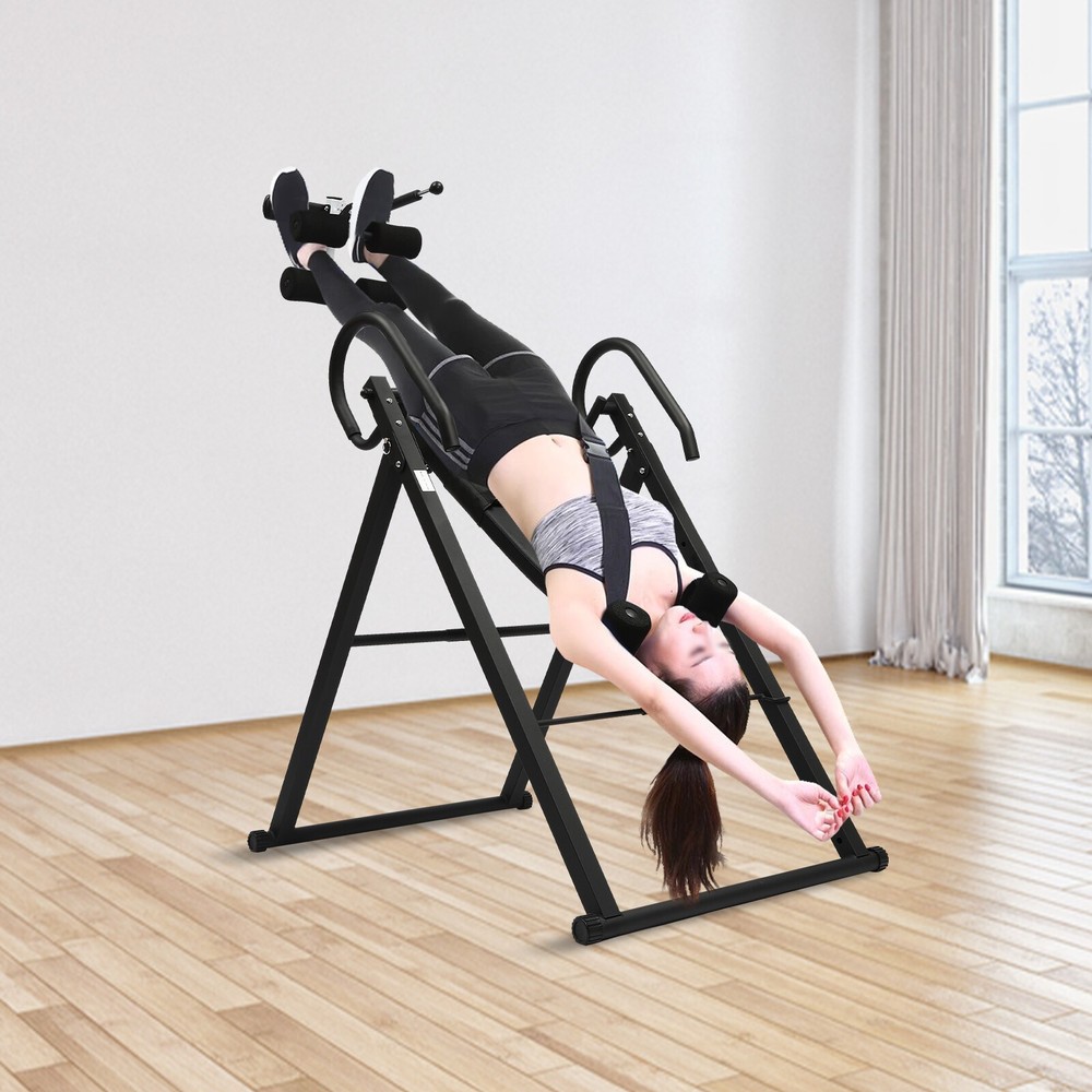 Foldable Inversion Table Teeter Advanced Back Pain Ankle Relief Gravity Fitness