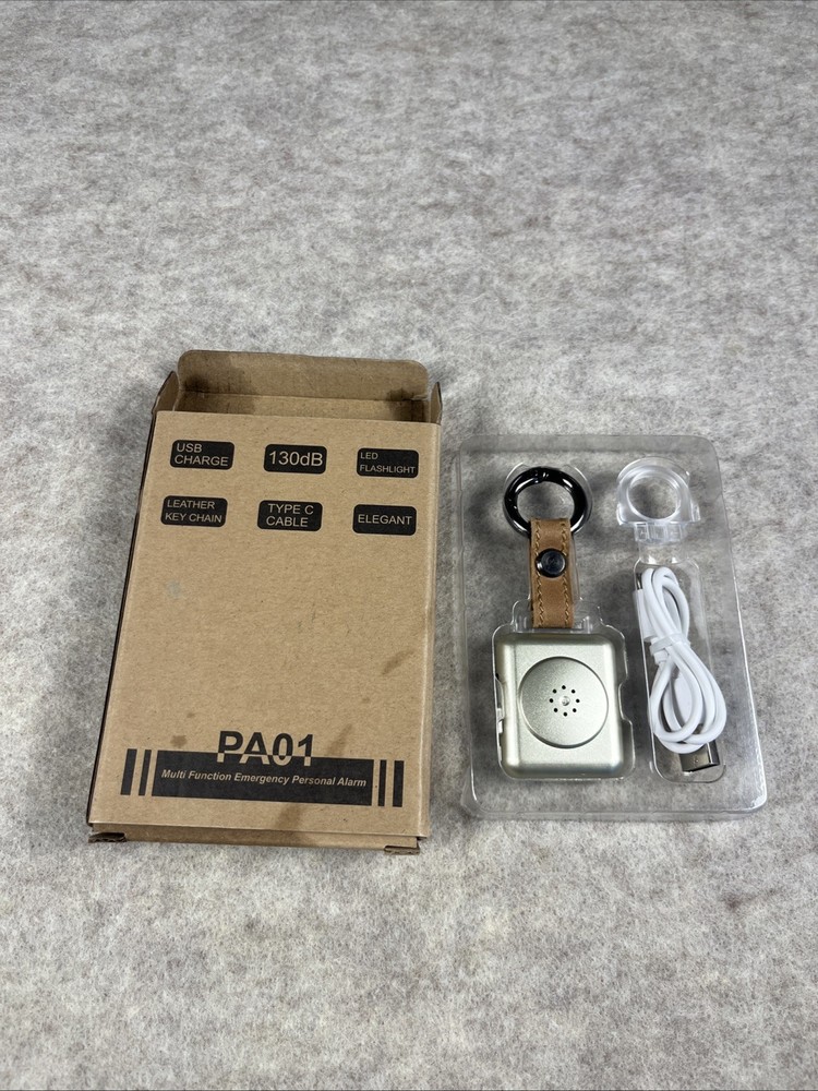 LE Sircut PA01 Multi Function Emergency Personal Alarm Key Chain, Leather