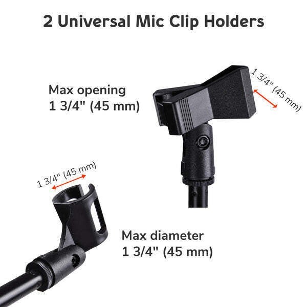2 Pack Telescoping Foldable Microphone Tripod Boom Arm Stand Mic Clips Included!