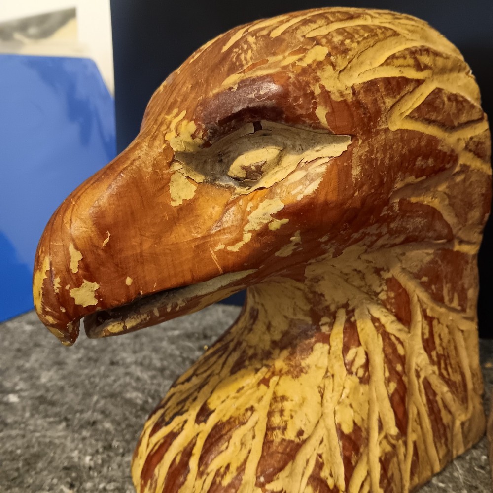 Vintage Hand Carved Eagle Head Bookends from Spain - Sarreid