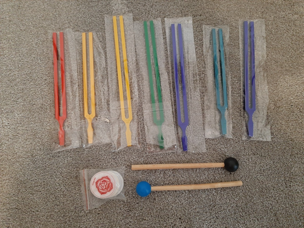 Colored Chakra Healing Tuning Forks Set 7 forks