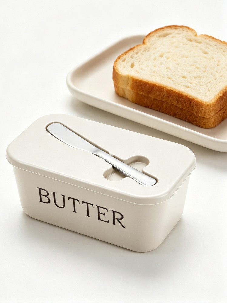 White Butter Storage Box with Knife Holder Kitchen Tool Case