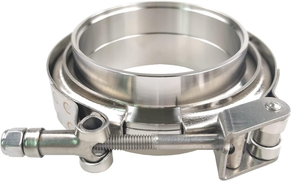 V Band Clamp Set 2 Pack 3 Inch Flanges with Quick Release Design and Durability