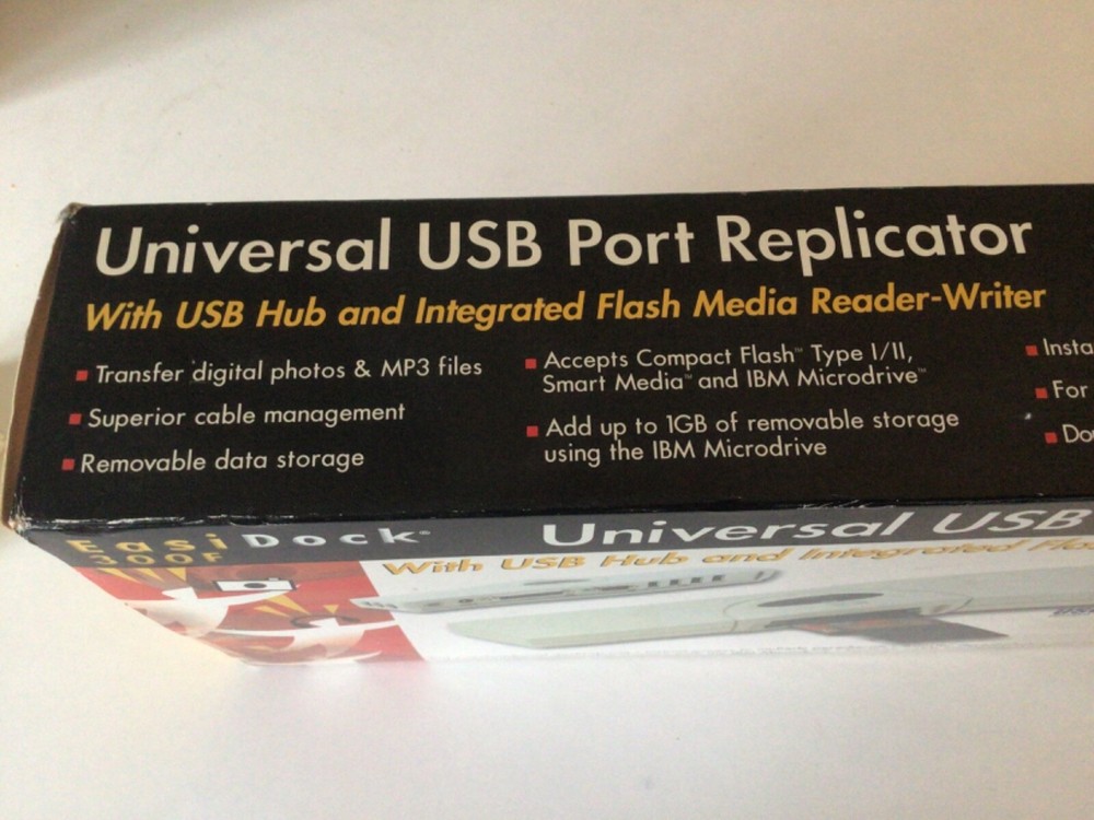 USB Universal port replicator-"EasiDock 300F multi task functions. Flash teader.