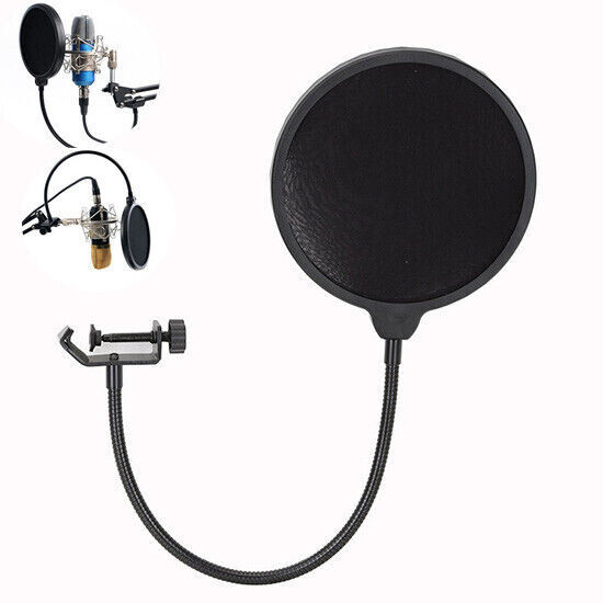 Black Double Layer Studio Microphone Wind Screen Mask ABS+Carbon Steel Material