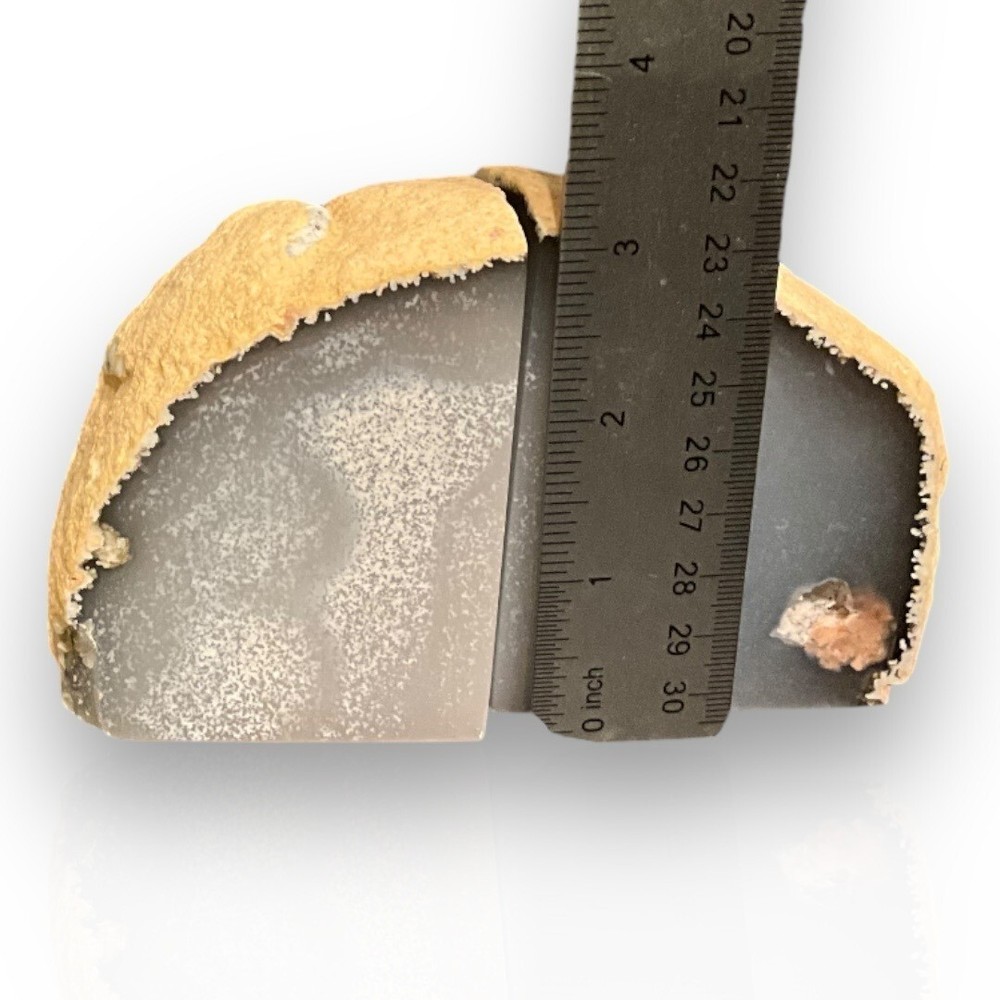 Small Crystal Bookends, Natural Agate Bookends Raw Edge Polished Surface