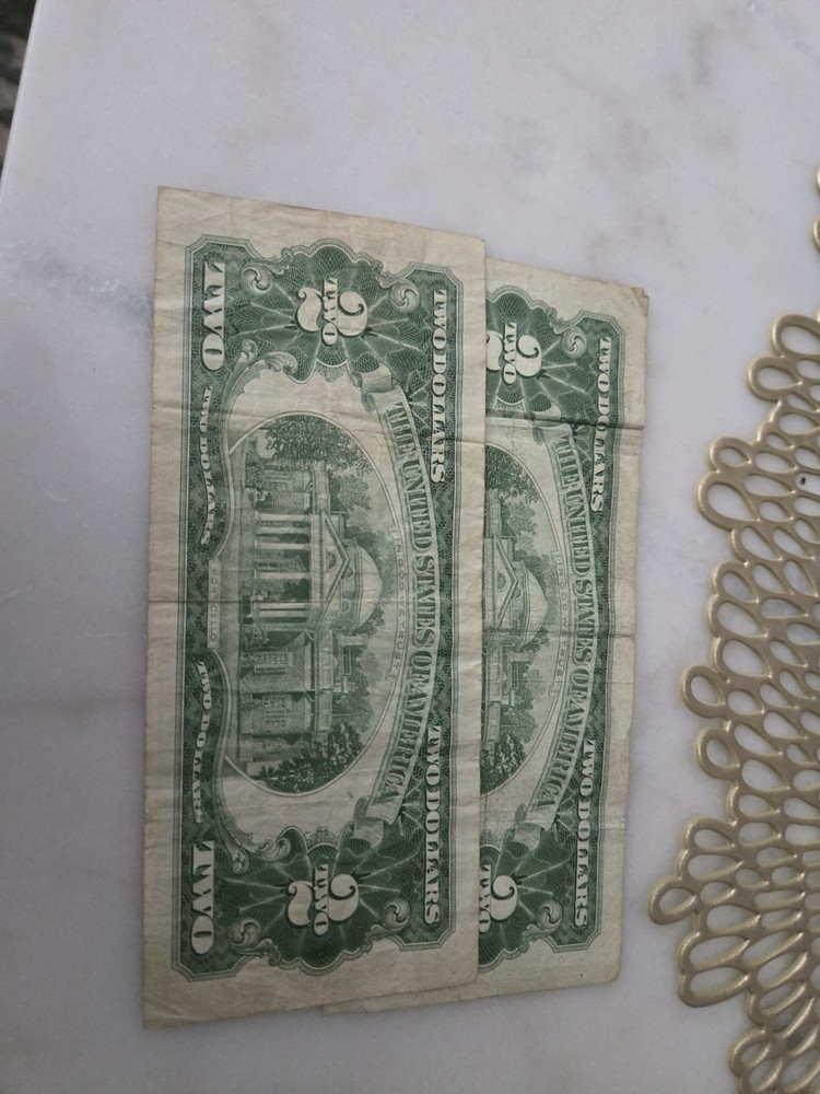 1963 2 Five Dollar & 2 Two Dollar Bills - Red Seal
