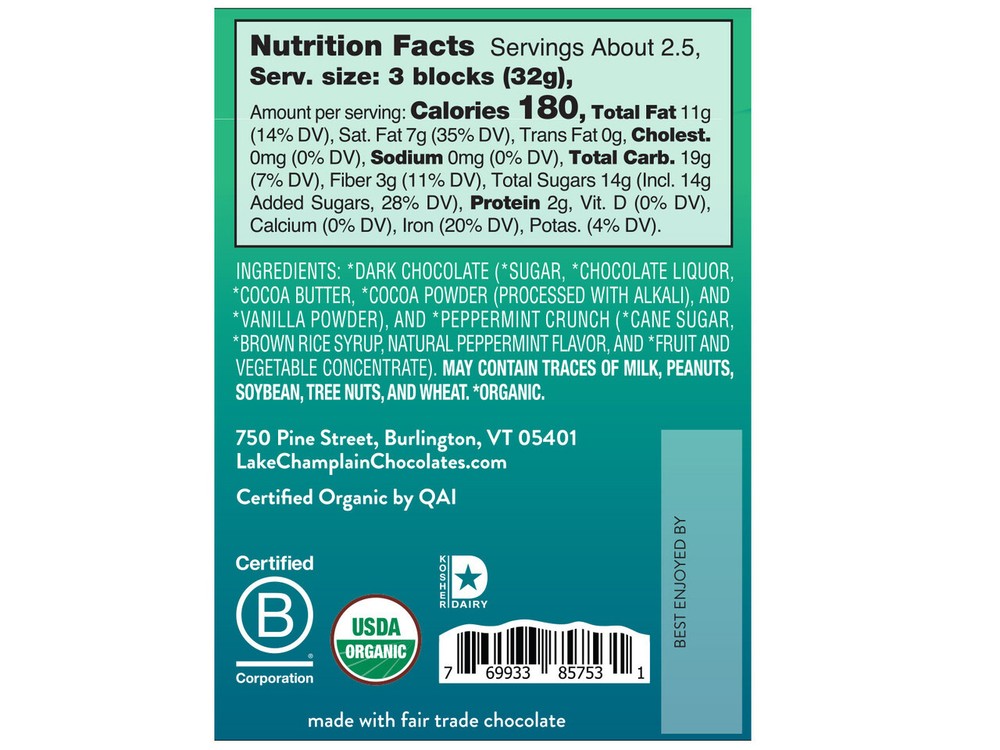 Lake Champlain Chocolates® 57% Dark Chocolate Bar with Peppermint Crunch