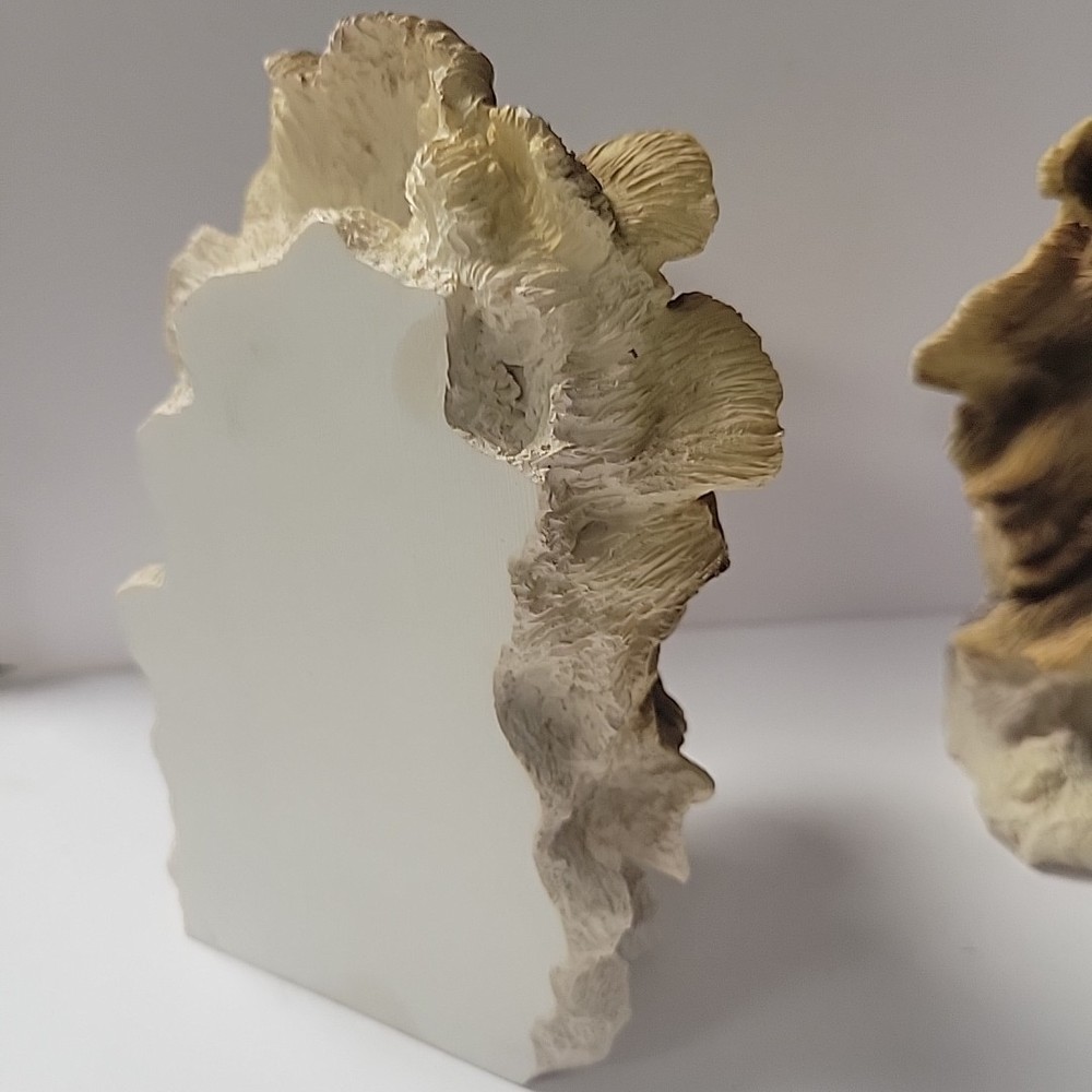 Clay Ceramic Lion Head Book Ends - 6.25" Tall