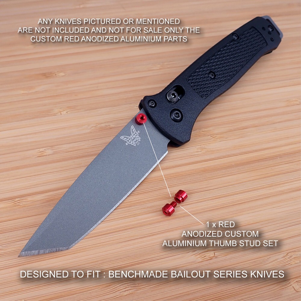 Benchmade 537 BAILOUT Custom Designed 2 Piece Thumb Stud Set - Anodized RED