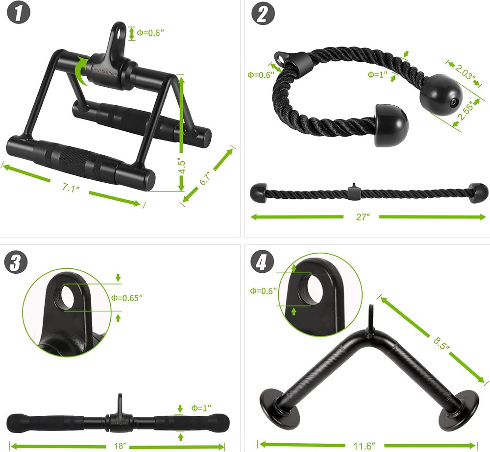 LAT Pulldown Attachments Combo, Cable Machine Accessories, Heavy Duty Steel