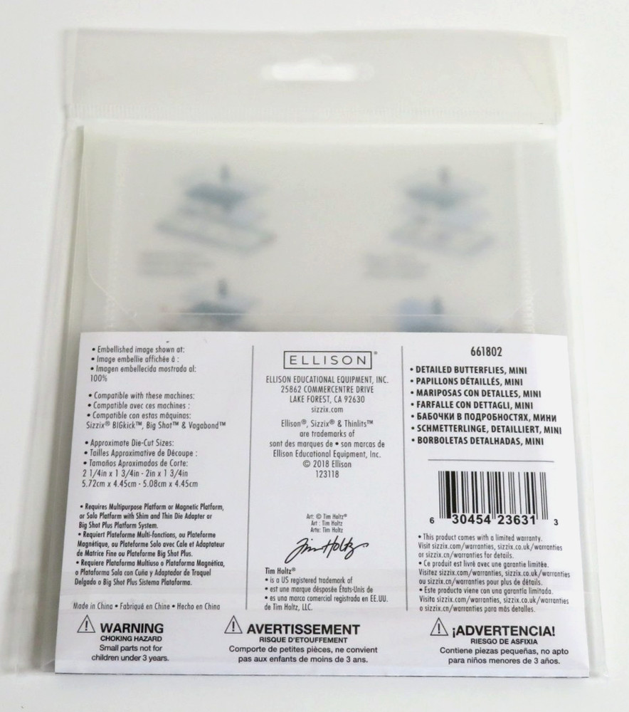 NEW Tim Holtz MINI DETAILED BUTTERFLIES 4pc Thinlits Dies #661802 by Sizzix