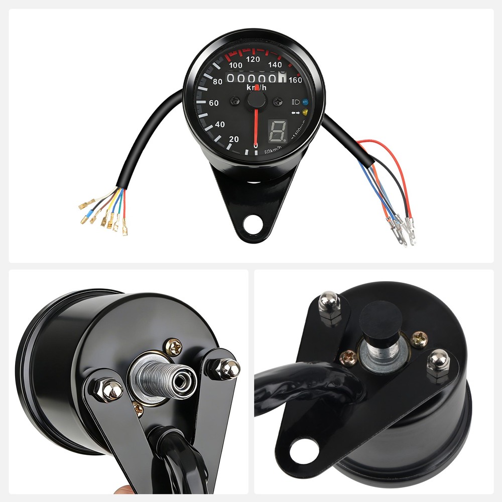 Universal Digital Gauge Motorcycle Odometer Speedometer Tachometer LED Indicator