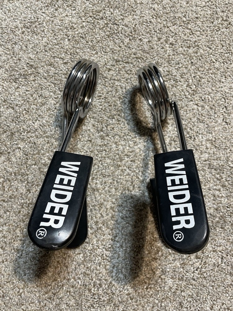 Weider Olympic Size Spring Collars 2" Clips for Barbell, Large