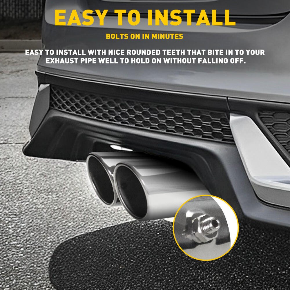 Chrome Rear Dual Stright Exhaust Pipe Tail Muffler Tip Replace Accessories Kit