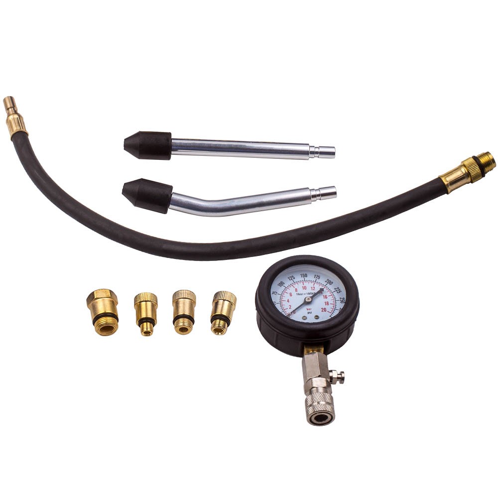 0-300 PSI Engine Cylinder Compression Pressure Tester Gauge Adaptor Tool Kit