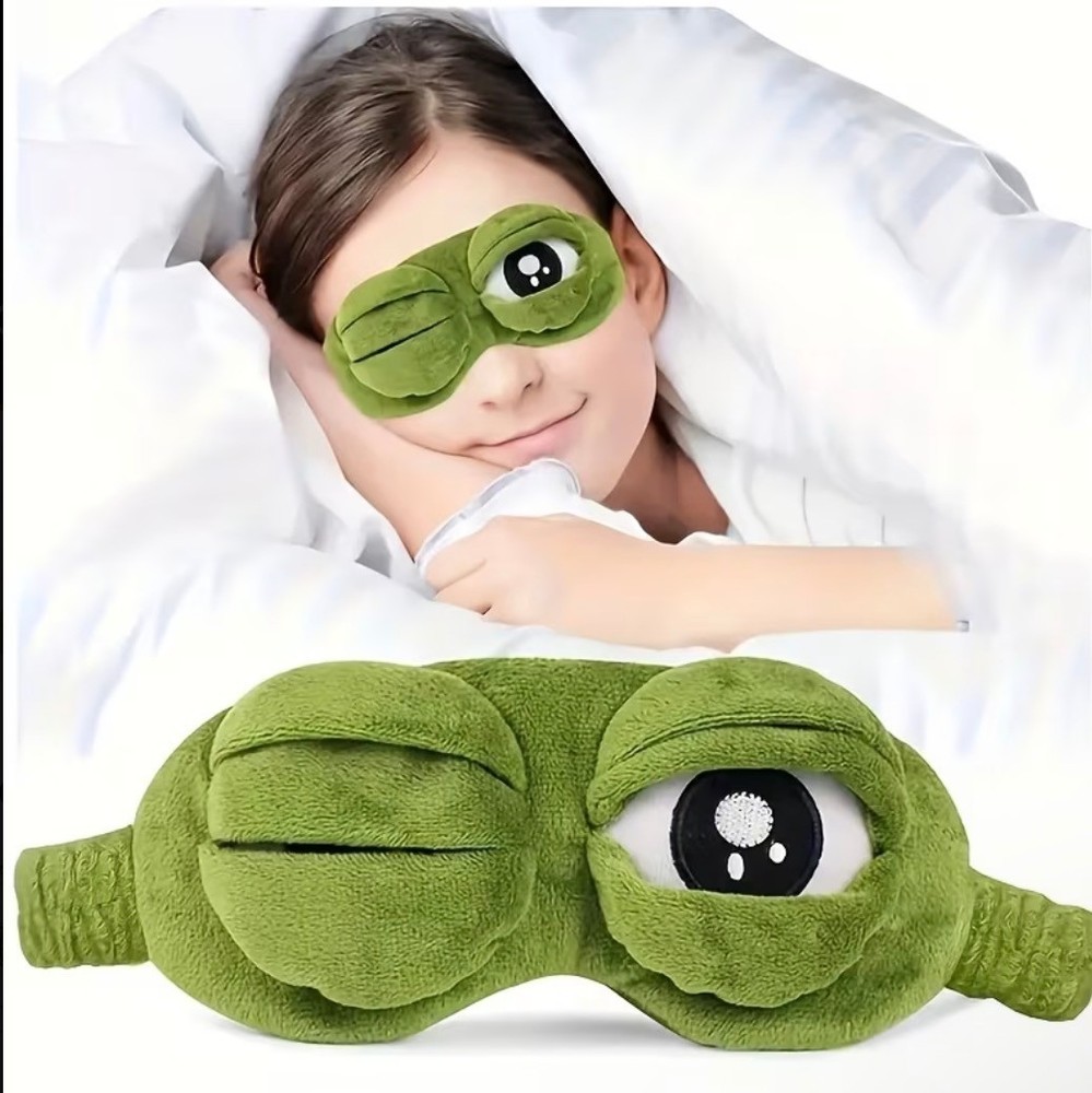 1pc CuddleBuddy Soft Frog Sleep Mask, Lanolin-Free Material