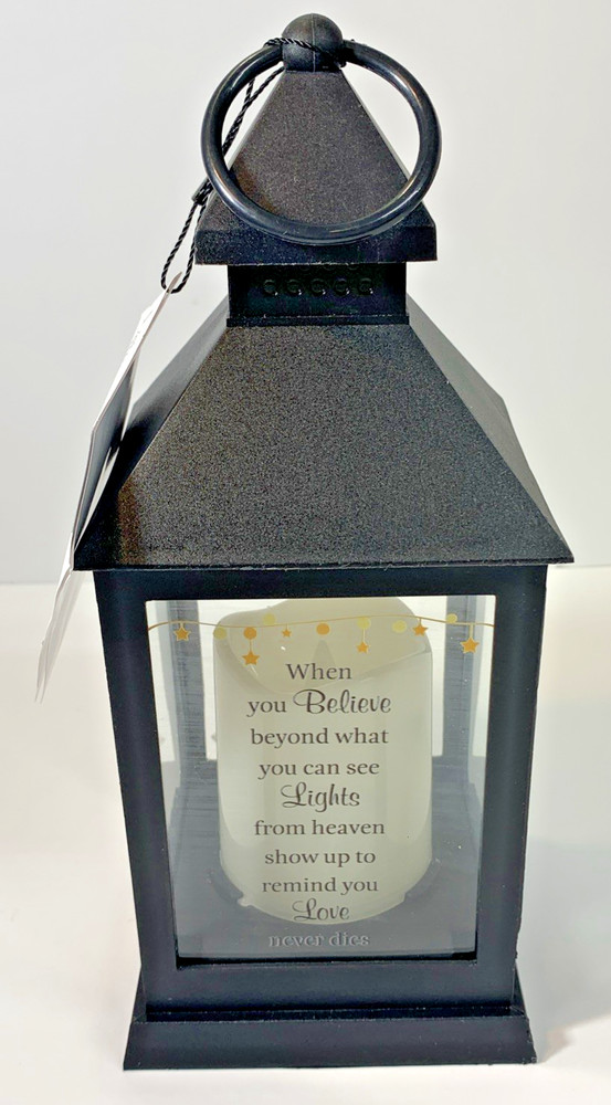 Red Cardinal Birds Black Lantern with writing