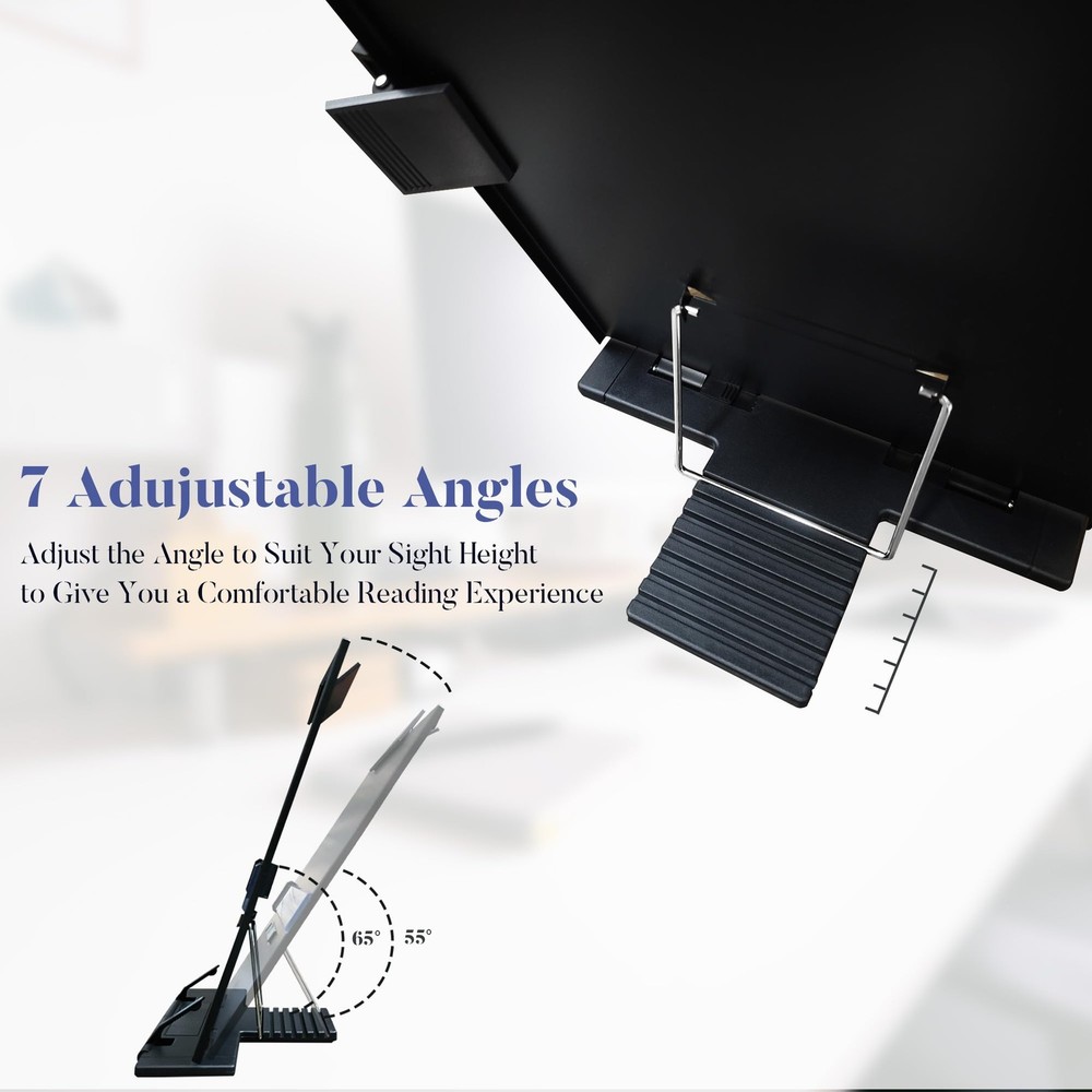 Black Desktop Document Paper Holder Stand 7 Adjustable Angles Copyholder