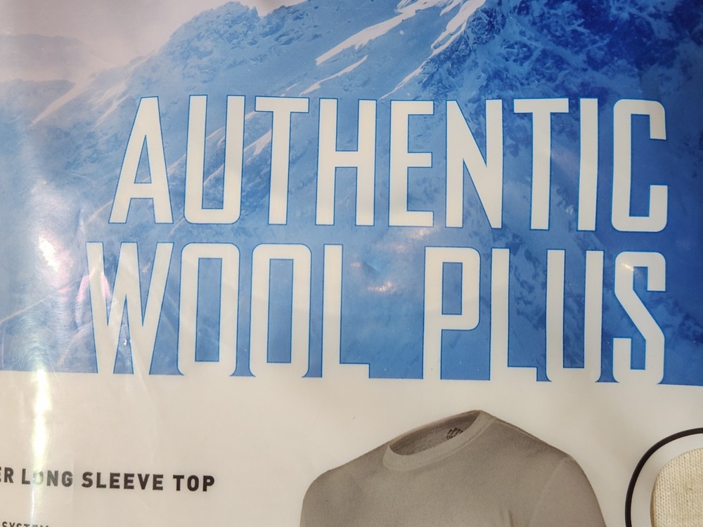 2-NEW ! Mens Large ColdPruf Authentic Wool Plus thermal top