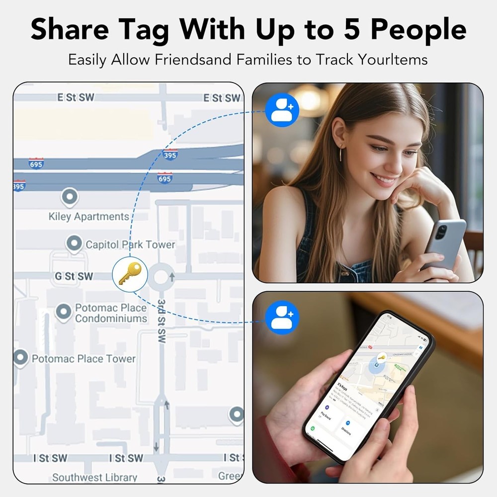 4 Pack - Air Tracker Tags, Bluetooth Tracker Works with Apple Find My APP (iOS)