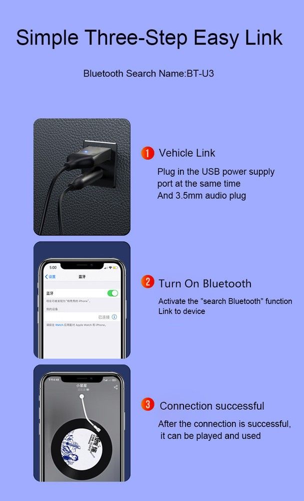 Bluetooth Transmitter Wireless Receiver USB Aux Adapter For Car Audio Speaker