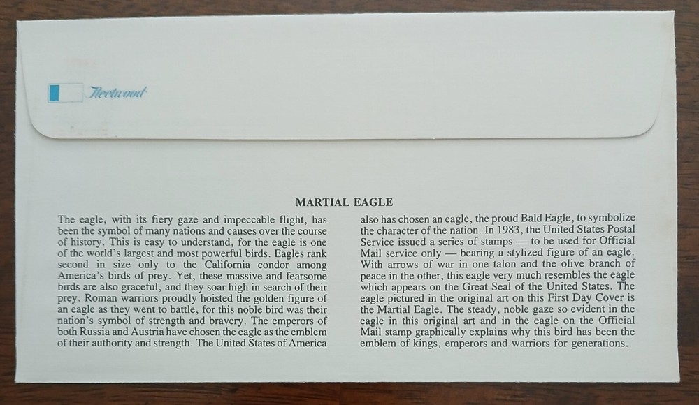U.S - 1983 - MARTIAL EAGLE - FDC