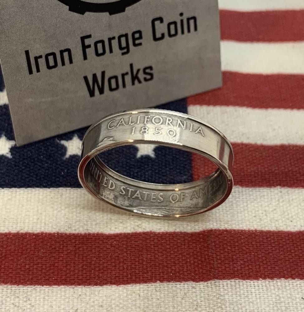 California CA SILVER state Quarter Coin Ring