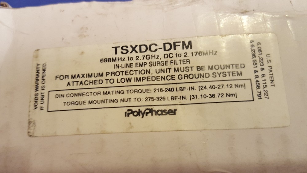 Polyphaser In-Line EMP Surge Filter TSXDC-DFM