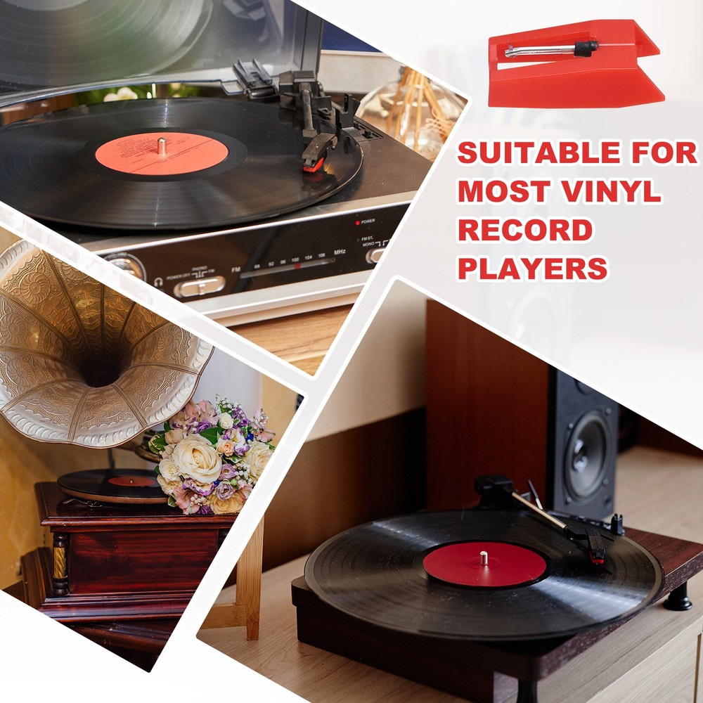 1 Pack Record Player Needle, Turntable Replacement Diamond Record Needle, Red