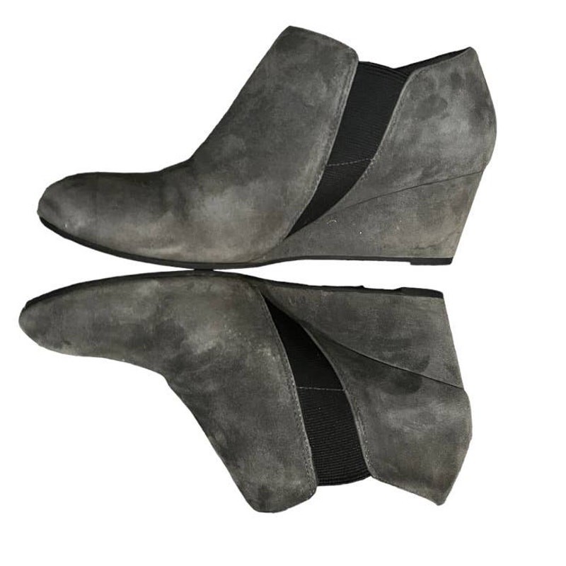 Vionic Womens Stanton Suede Wedge Booties Slate Gray Size 8