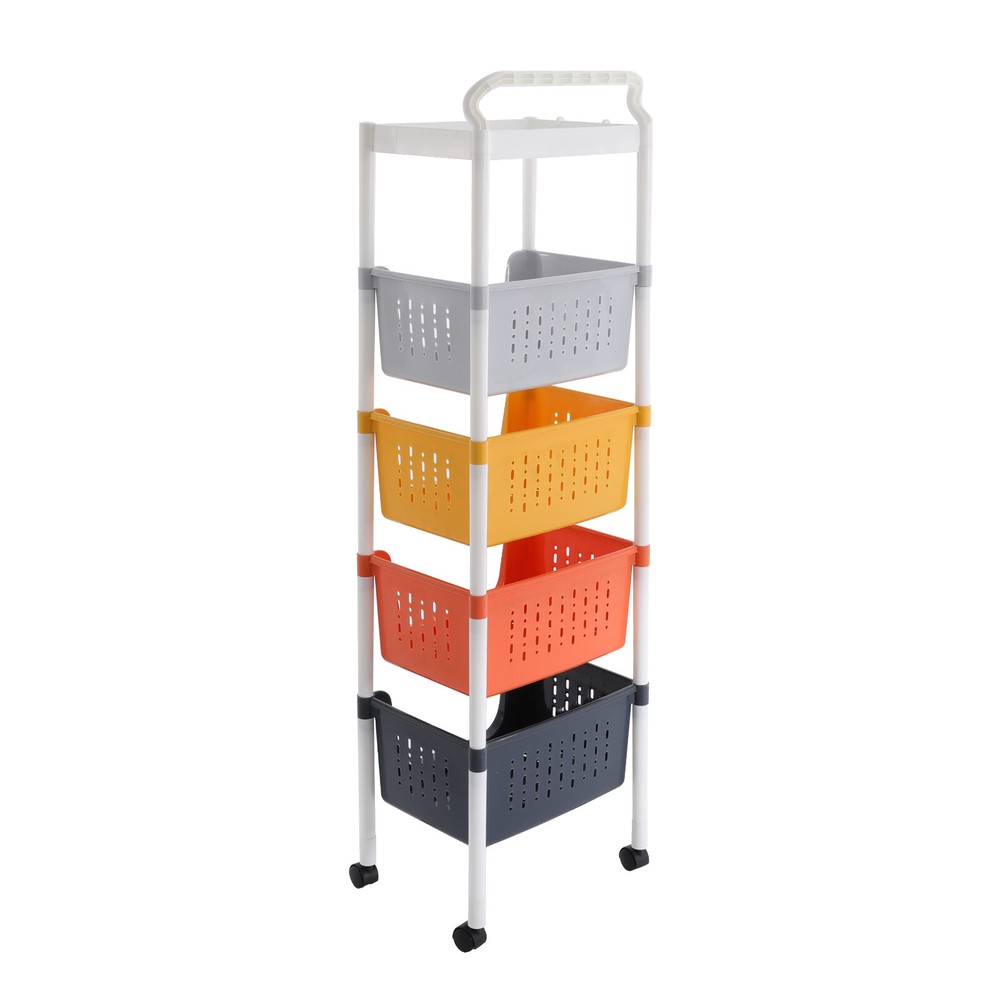 Kitchen Storage Rack 5 Tier Floor-Standing Basket Organizer W/ 2 Practical Hook