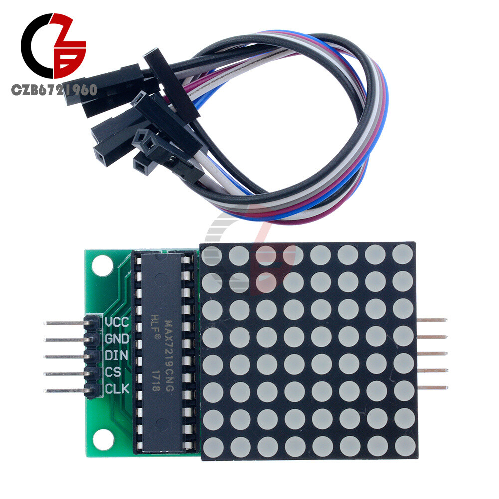 2PCS MAX7219 LED 8x8 Dot Matrix Module Red Light Assembled w/ Cable For Adduino