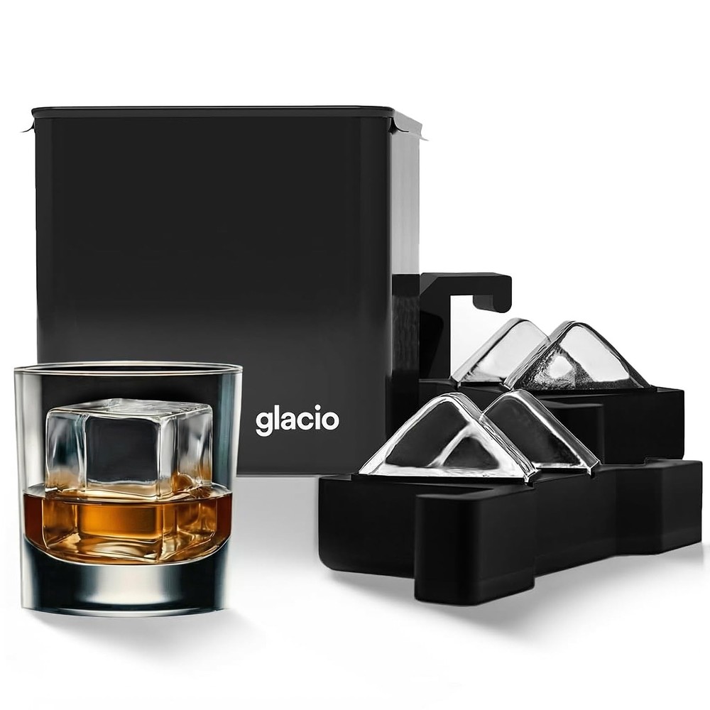 Clear Ice Maker Set – Crystal Ball & Cube 4 Cavity - Cube, Black
