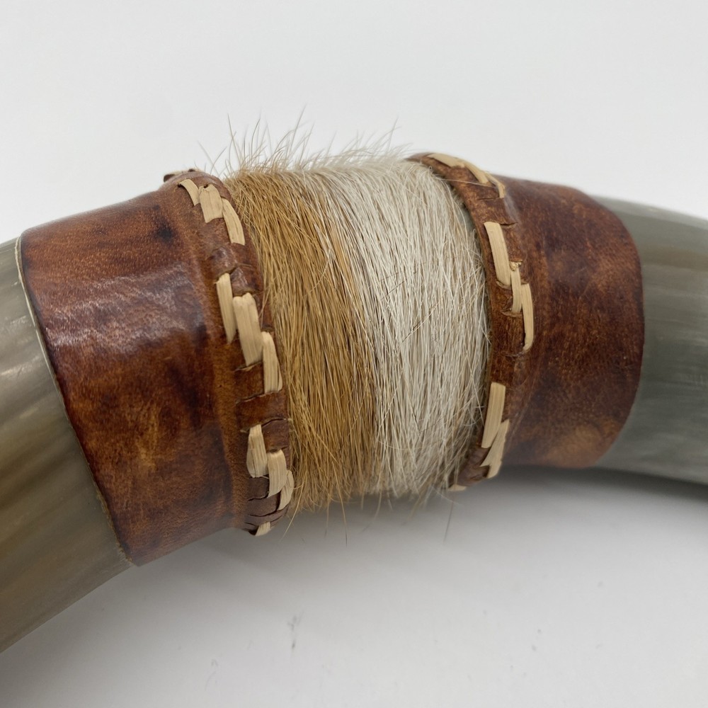 Vintage Powder Horn Muzzleloader with Leather Straps Hand Crafted