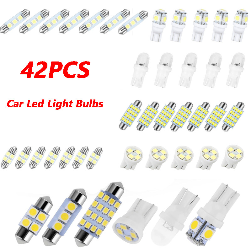 42 Pieces Interior Car Lights Super Bright White Dome Map Tail Cab Lights Bulb
