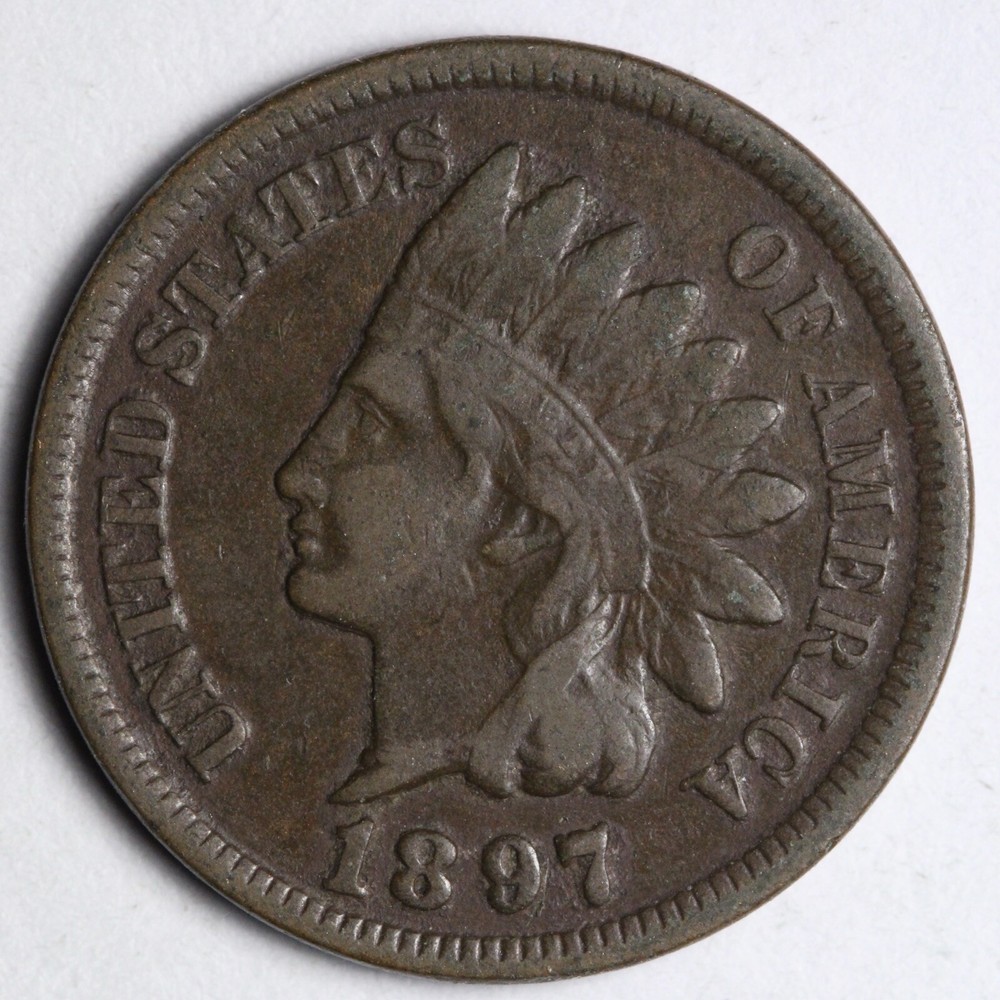 1897 Indian Head Cent Penny VF E338 DC