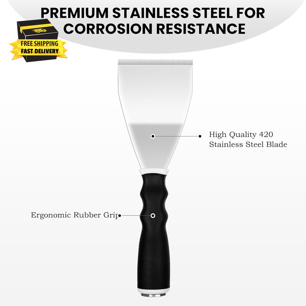 Bent Heavy Duty Scraper, 3" Bent Scraper with Pole Socket Hammer End, Stainless