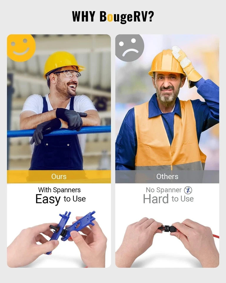 BougeRV 12 PCS Solar Connectors with Spanners Solar Panel Cable Connectors 6 Pai