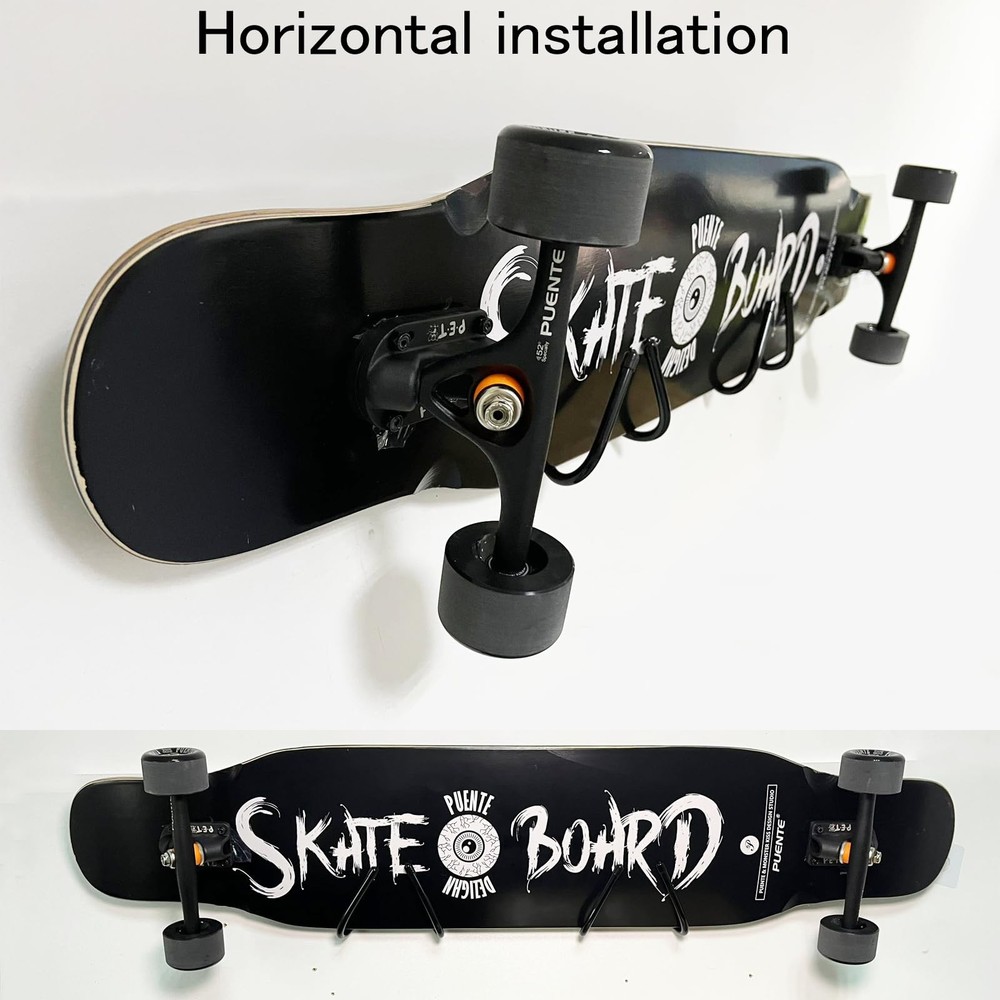 2 Pack Universal Skateboard Wall Mount Rack. Horizontally/Vertically Wall Mou...