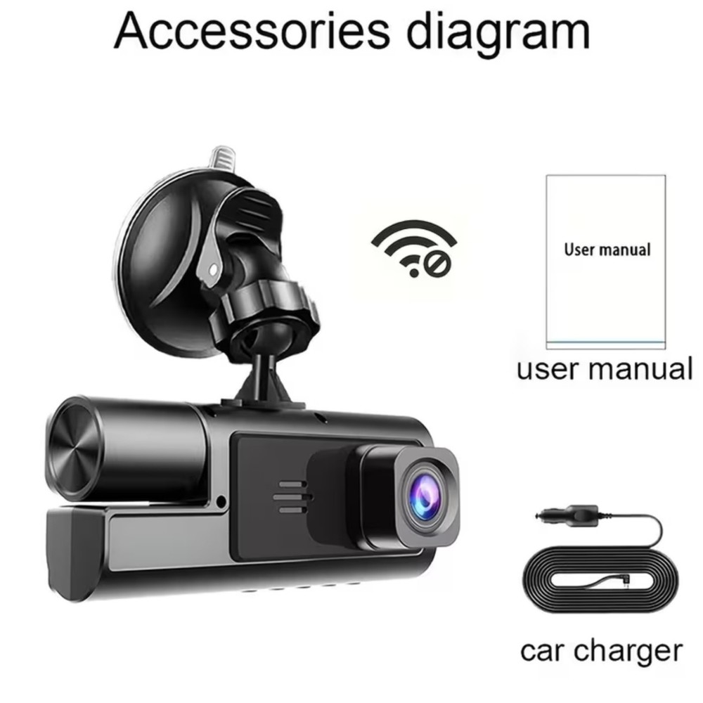 Dual 1080P Dash Cam 180 Degree Front & Rear Camera Motion Detection Loop...