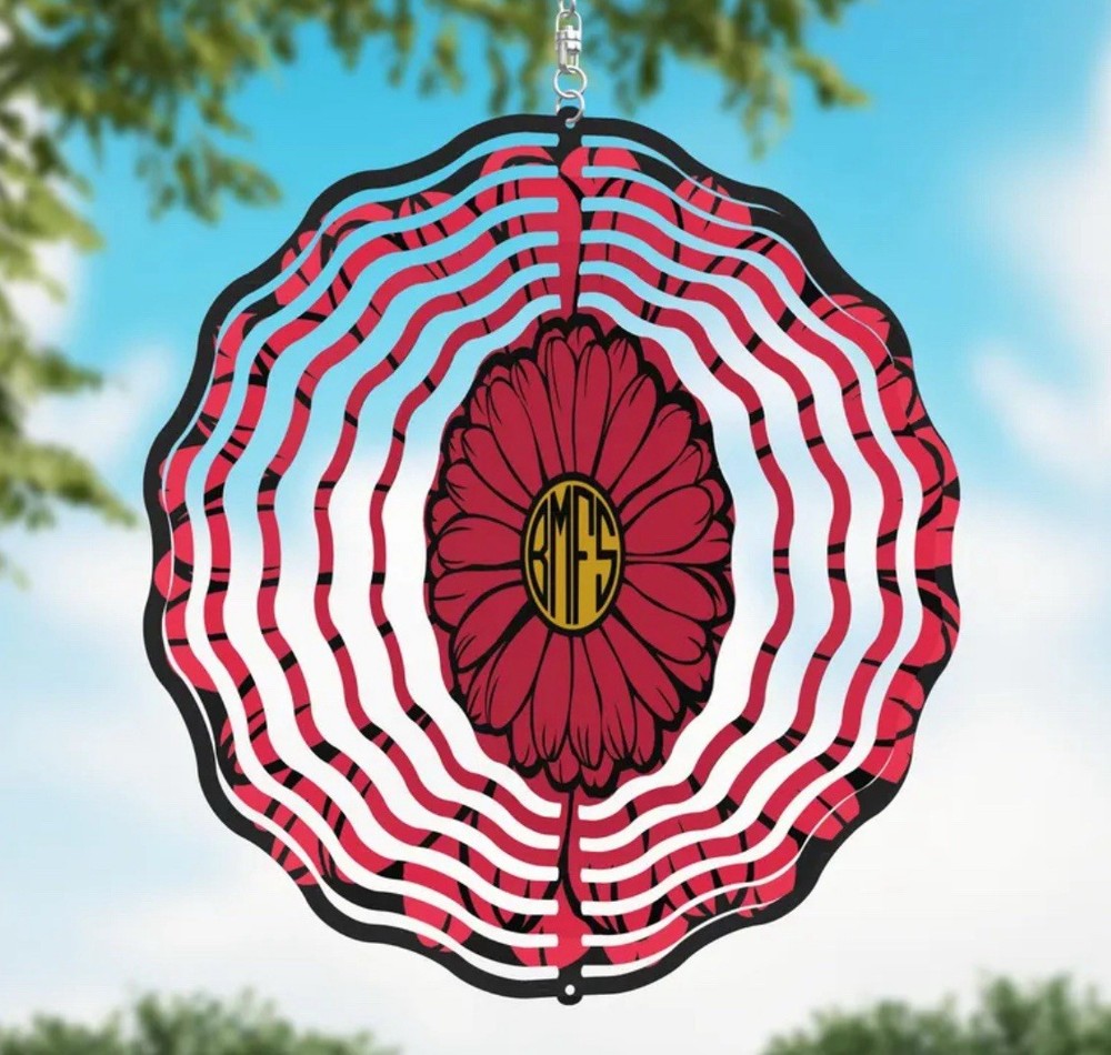 Grateful Dead Red Daisy BMFS Inspired Windspinner 8”