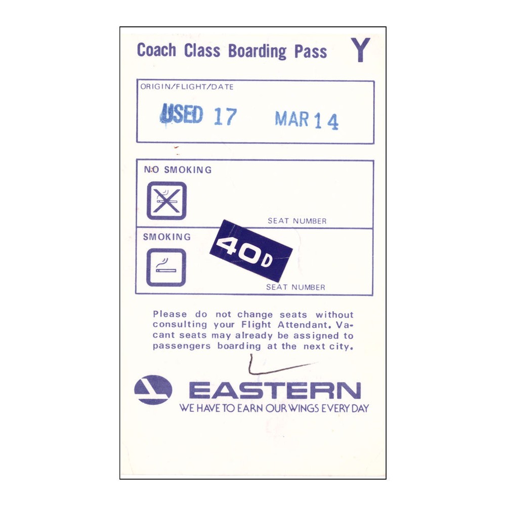 Eastern Airlines - Boarding Pass - Good Condition