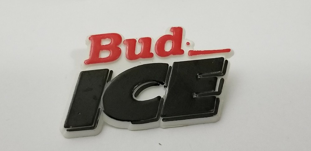 Vtg Budweiser Plastic Pinback Button BUD ICE Anheuser Busch